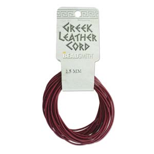 2mm Greek Leather Cord Dark Rose Red