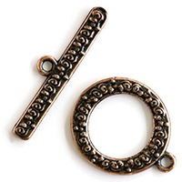 Textured Slightly Oval Toggle Clasp Copper Plated