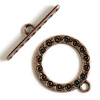 Scrolls Round Toggle Clasp Copper Plated