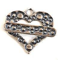 Raised Dots Heart Toggle Clasp Silver Plated