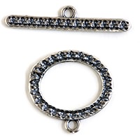 Textured Oval Toggle Clasp Silver Plated