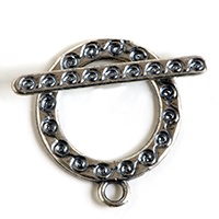 Scrolls Round Toggle Clasp Silver Plated
