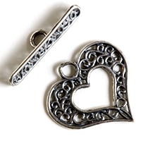 Scrolling Heart Toggle Clasp Silver Plated