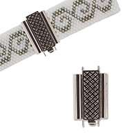 BeadSlide Clasp for Seed Beads Crosshatch Antique Silver