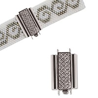 BeadSlide Clasp for Seed Beads Crosshatch Silver Color