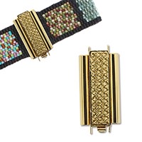 BeadSlide Clasp for Seed Beads Crosshatch Gold Plated