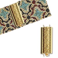 BeadSlide Clasp for Seed Beads Squiggle Gold Plated