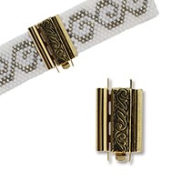 BeadSlide Clasp for Seed Beads Swirls Antique Gold Color