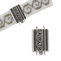 BeadSlide Clasp for Seed Beads Swirls Silver Color