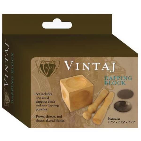 Vintaj Wood Dapping Block with Punches