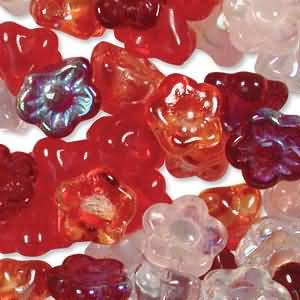 Czech Strawberry Fields Glass Flower Mix -UBU