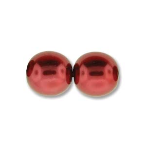 Czech Glass Pearl Beads 8mm Christmas Red