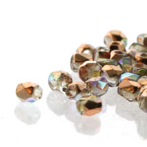 True2 Czech Glass Fire Polish Beads Crystal Copper Rainbow