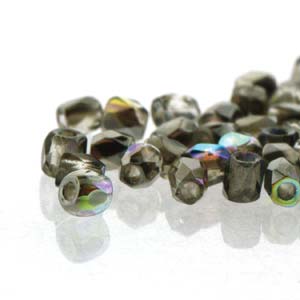 True2 Czech Glass Fire Polish Beads Crystal Graphite Rainbow