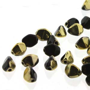 Pinch Czech Glass Beads Jet Amber