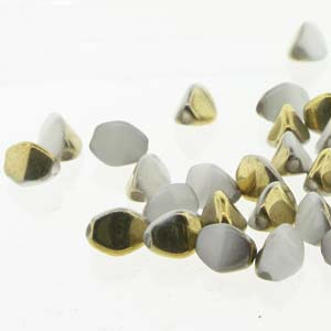 Pinch Czech Glass Beads White Amber 7mm