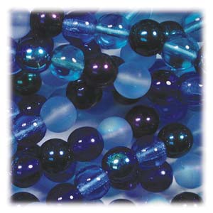 Czech Round Druk Glass Beads 6mm Blues Mix -UBU