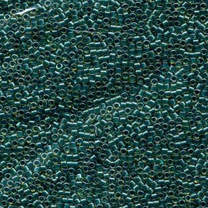 Miyuki Delica Beads 11/0 Sparkling Dk Teal Lined Chartreuse