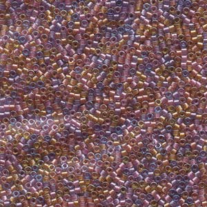 Miyuki Delica Beads 11/0 Purple and Salmon Lined Crystal Mix