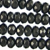 Black Onyx 10mm Faceted Rondelle Beads