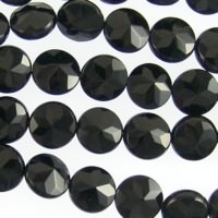 Black Onyx 10mm Faceted Coin Beads