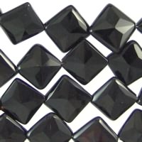 Black Onyx 14mm Faceted Diamond Beads