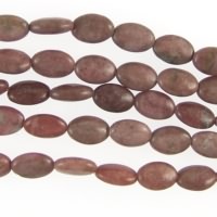 Rhodonite Flat Oval Beads
