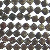 Black Leopardskin Jasper 10mm Diamond Square Beads
