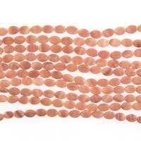 Peach Aventurine Flat Oval Beads