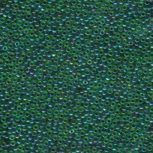 Miyuki Seed Beads 11/0 Dark Blue Lined Green AB