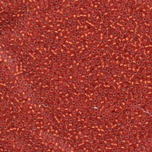 Miyuki Seed Beads 15/0 Matte Silver Lined Flame Red