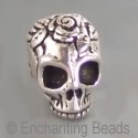 Pewter Floral Skull Beads