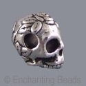 Pewter Floral Skull Beads