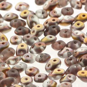 SuperDuo Czech Seed Beads 2 Holes Crystal Capri Gold Matte