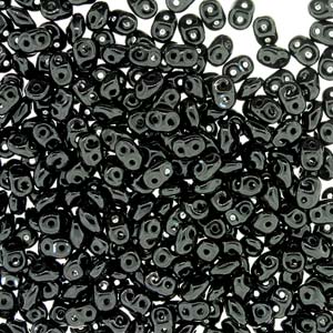 SuperDuo Czech Seed Beads 2 Holes Jet Black