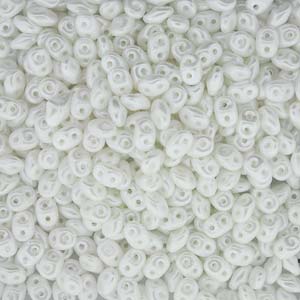 SuperDuo Czech Seed Beads 2 Holes Pastel White