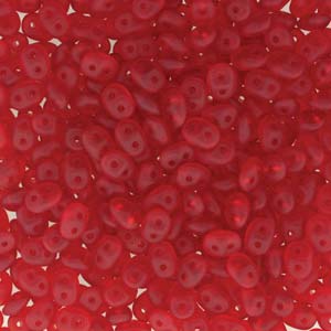 SuperDuo Czech Seed Beads 2 Holes Ruby Red Matte